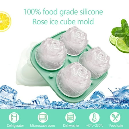 

Yinguo 3D Rose Silicone 4 Ice Tray With Detachable Funnel Cover Ice Artifact