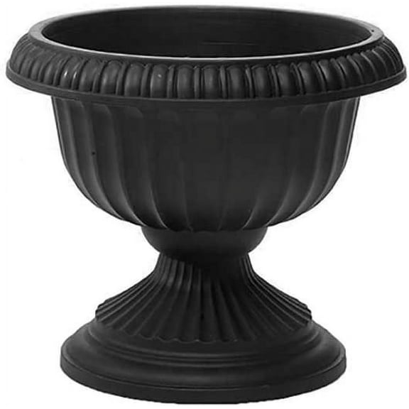 Novelty Grecian Urn Planter Classic - Drainage Holes - Black, 12-Inch