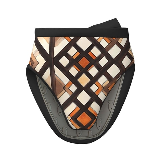 Non-Slip Mini Oven Mitts With Duck Beak Design Are Easy To Take Off And Wear And Easy To Hang For Oven Pot Tripod Barbecue Casserole Brown Moroccan Trellis Hand-Drawn Sketch_3 1 Pc
