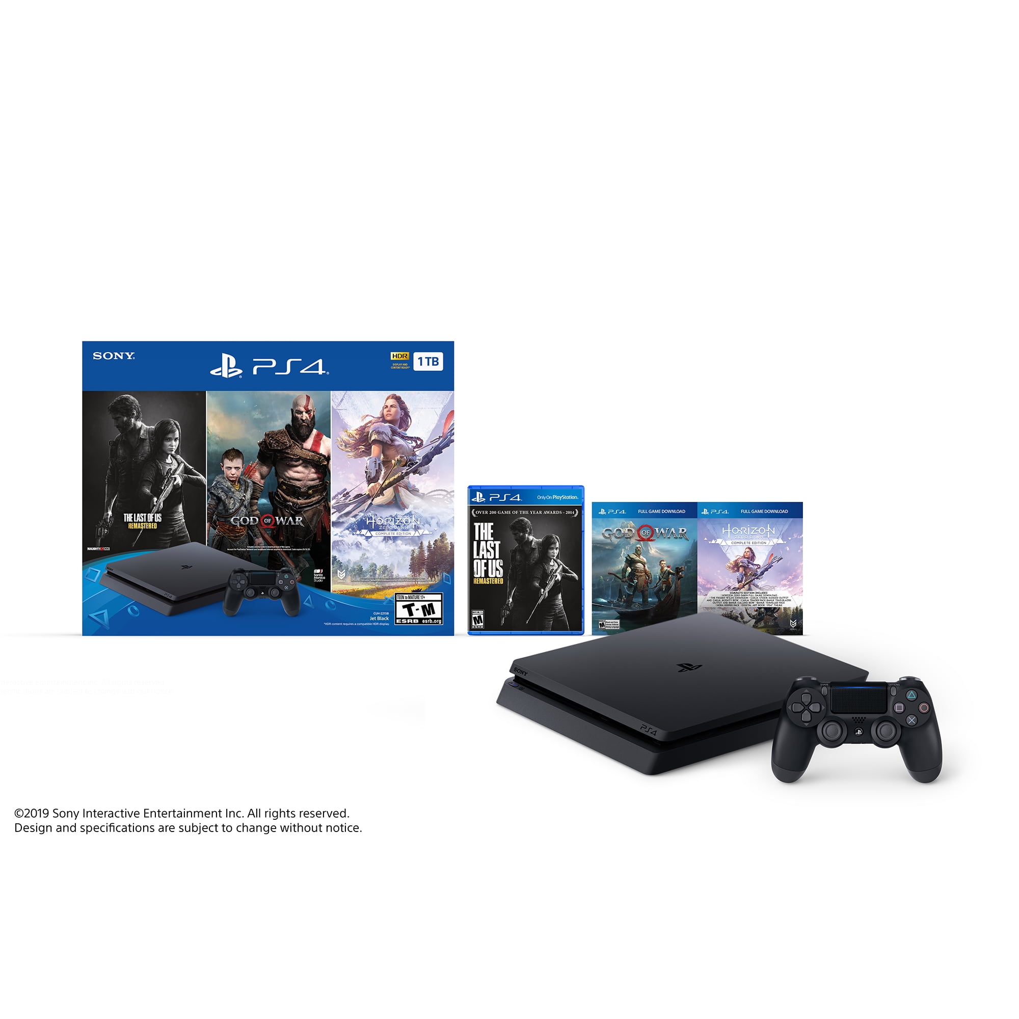 Sony 4 Slim 1TB Only On PlayStation - 3 Games Bundle: God of War, The Last of Us Remastered, and Horizon Zero Dawn: Complete Edition - Walmart.com