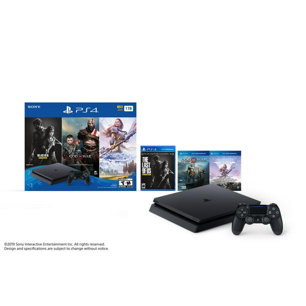 Sony PlayStation 4 Slim 1TB Only On PlayStation - 3 Games Bundle: God of War, The Last of Us Remastered, and Horizon Zero Dawn: Complete - Walmart.com