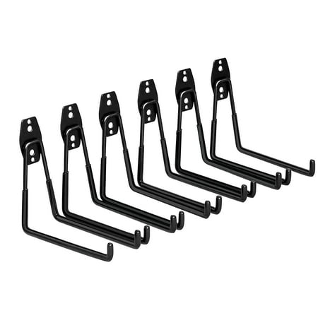 

Garage Hooks 6 Pack Wall Storage Hooks Heavy Duty Steel Tool Hangers for Utility Organizer Wall Mount Holders (Black)