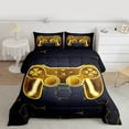 thumbnail image 2 of Homewish Gradient Yellow Gamepads Boy 3-Piece Full Size Comforter Sets,Video Game Bedding Comforter Set,Geometric Hexagon Honeycomb Lightweight Bedding Sets,Breathable Home Decor,Reversible, 2 of 8