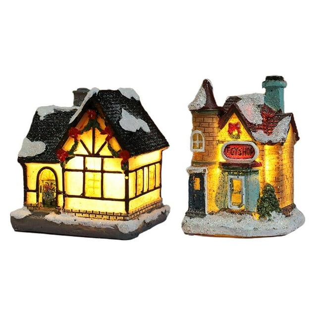 2 habitaciones iluminan la decoración de la decoración navideña Miniatura