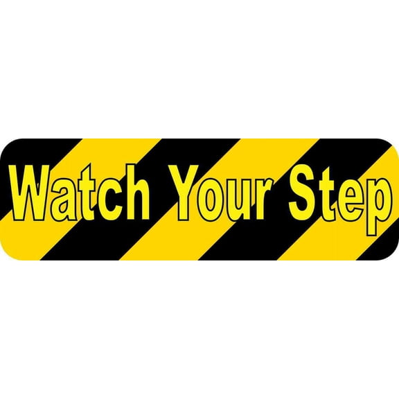 10in x 3in Yellow Watch Your Step Sticker