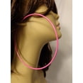 thumbnail image 2 of Hot Pink Hoop Earrings 2.75 inch Simple Thin Hoops, 2 of 2