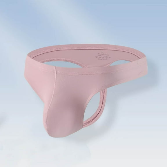 ZQUUVOU Men's Briefs Solid Color Breathable Underwear Support Pouch (Pink,3XL)