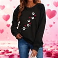 thumbnail image 2 of Feancey Women's Oversized Crewneck Sweatshirt Cute Love Heart Dog Paw Print Pullover Tops Loose Fit Long Sleeve Fleece Lined Sweatshirts Black S, 2 of 9