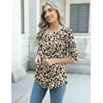 thumbnail image 3 of TEMOFON Women's Boho Print 3/4 Sleeve Tops V Neck Tunic Blouses Dressy Casual Shirts Summer Lightweight Floral Paisley Pattern Tee, 3 of 7