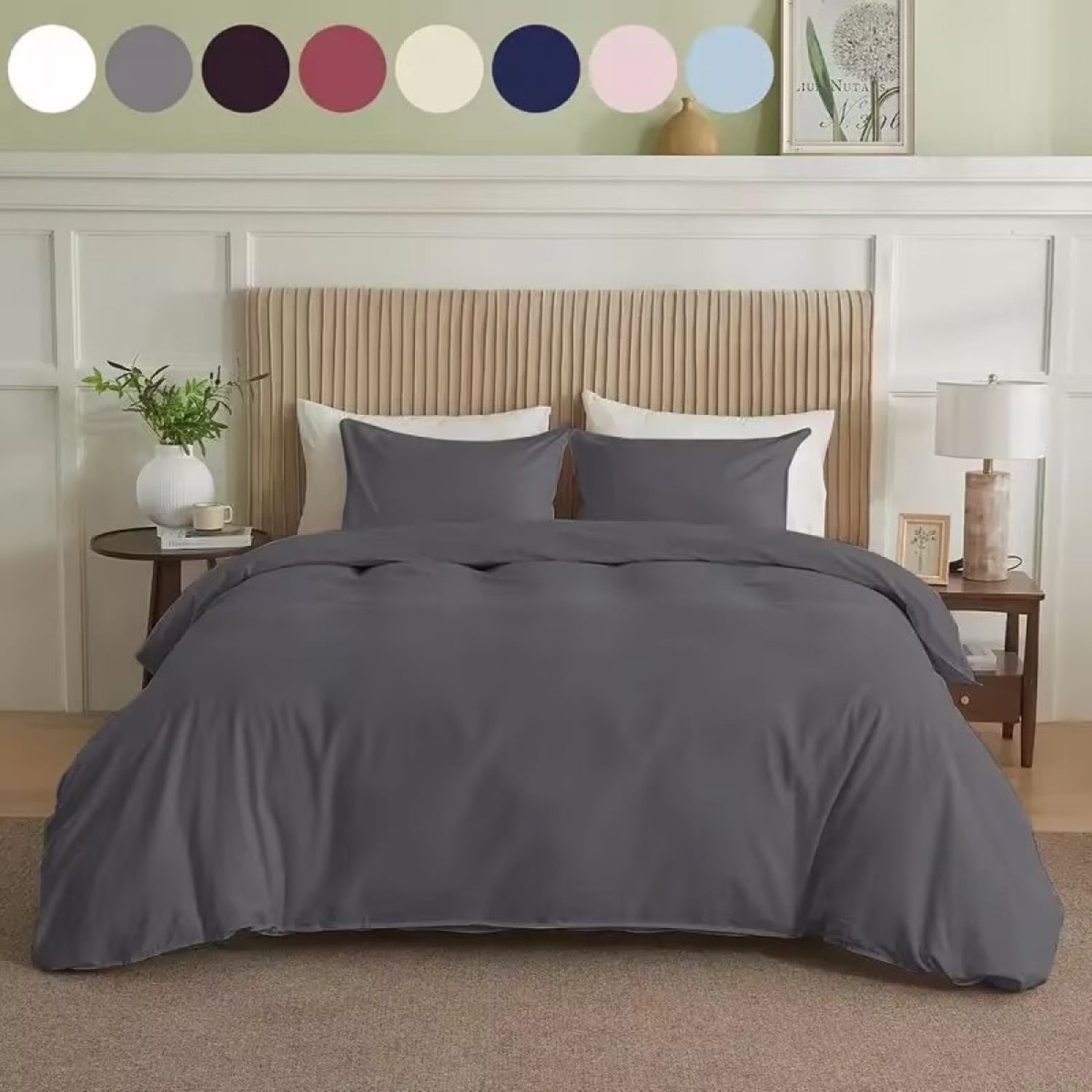 Simply Clean Cotton Blend Duvet Cover Grey Twin