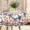 thumbnail image 4 of Rirozkan Patriotic Round Tablecloth, 60 Inch Diameter Independence Day Vinyl Cover Oil Spill Proof Wipe Clean Decor For July 4th Dinner And Celebration, 4 of 6