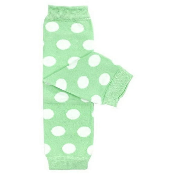 ALLYDREW Stripes, Polka Dots & Chevron Baby Leg Warmer & Toddler Leg Warmer for Boys & Girls, Light Green & White Polka Dots