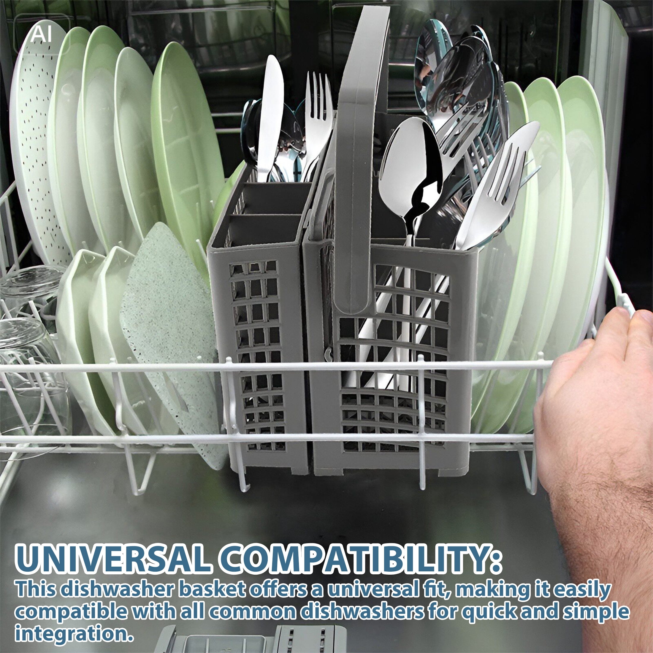 Dishwasher Cutlery Basket Replacement 2-in-1 Universal Silverware Utensil Holder