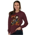 thumbnail image 3 of Biker Betty Boop Flaming Motorcycle Women's Long Sleeve T Shirt Brisco Brands S, 3 of 5