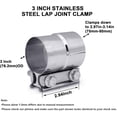thumbnail image 3 of GHSDFBB 3" Inch Lap Joint Exhaust Clamp,T304 Stainless Steel Muffler Band Clamp for 3" Inner Diameter to 3" Outer Diameter Turbo Downpipe Tip Exhaust System Connection 2PCS, 3 of 7