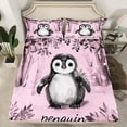 thumbnail image 2 of jejeloiu Cartoon Antarctic Penguin Bed Sheets,Wild Animal King Sheets,Pink Black Sheet Set For Girls Teens,Microfiber Bedroom Decor,4-Piece, 2 of 7