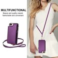 thumbnail image 4 of Wallet Case for Apple iPhone 8 Plus/iPhone 7 Plus, with Crossbody Shoulder Strap & Hand Wrist Cards Holder Zipper Pocket Stand Feature Protective Shockpoof Case for iPhone 8 Plus/7 Plus,Darkpurple, 4 of 7