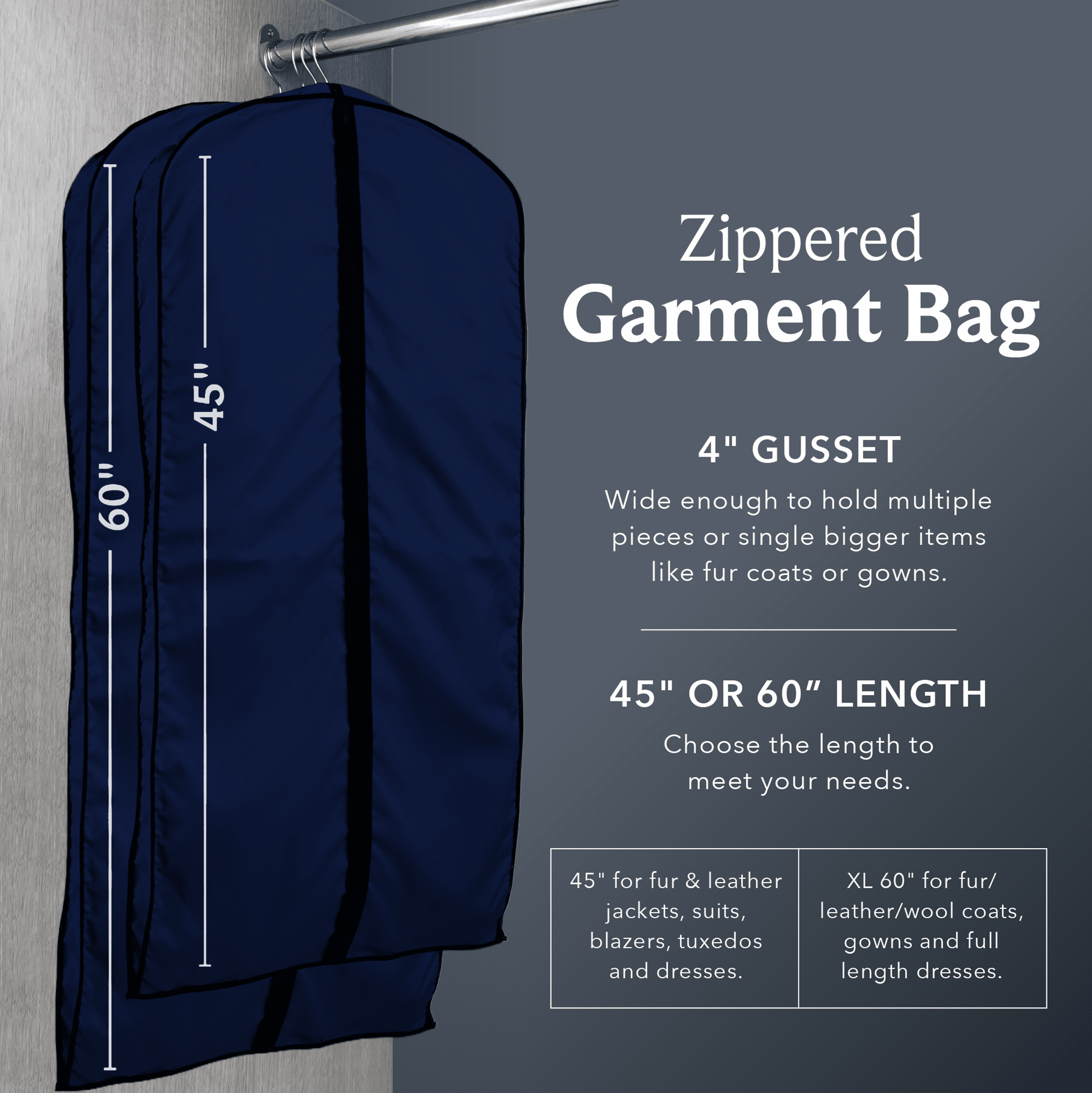 Basic LTD Breathable Navy Cotton Poplin Garment Bag, 1 Count