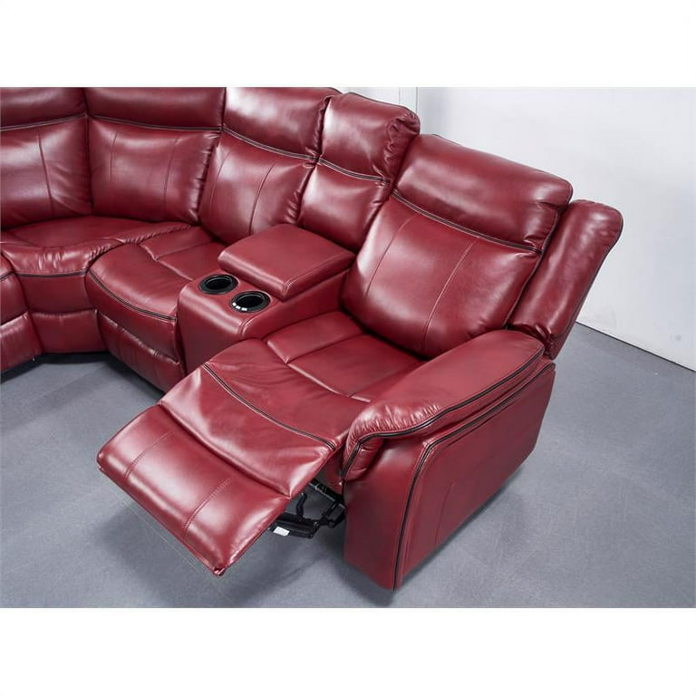 Red sectional sofa with recliner sale