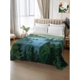 thumbnail image 2 of Twin Flat Sheet 66"x96", Mountain Soft Lightweight Bedding Flat Sheets Only, Forest Green Trees Modern Art Brushed Microfiber Top Bed Sheet, Breathable StainResistant Bedsheets, 2 of 9