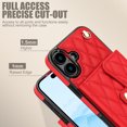 thumbnail image 4 of For Iphone 16 Crossbody Rhombic Horizontal Wallet Leather Phone Case(Red),iPhone 12, 4 of 7