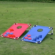 Portable Cornhole Board Set with 6 Bean Bags Corn Hole Toss Game Cornhole Games for Indoor and Outdoor Parties, Ideal for Kids, Adults, Camping Travel, Parties, Beach, Yard (Blue)