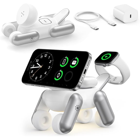 3 in 1 Charging Station for Apple Devices, Magnetic Wireless Fast Charger Stand Compatible with MagSafe for iPhone 17/16/15/14/13/12/Air Series, Apple Watch & Airpods