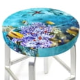 thumbnail image 3 of Daiia Corals and Tropical Fish Stool Covers Round,Round Bar Stool Covers Waterproof Bar Chair Covers Washable Stool Cushion Slipcover for 12-14 Inch Chair-14 inch, 3 of 7