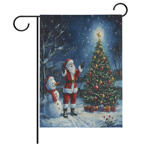 Ryvnso Santa Claus Christmas Tree Snowman Garden Flag 12x18 Inch Double Sided Seasonal Yard Decoration