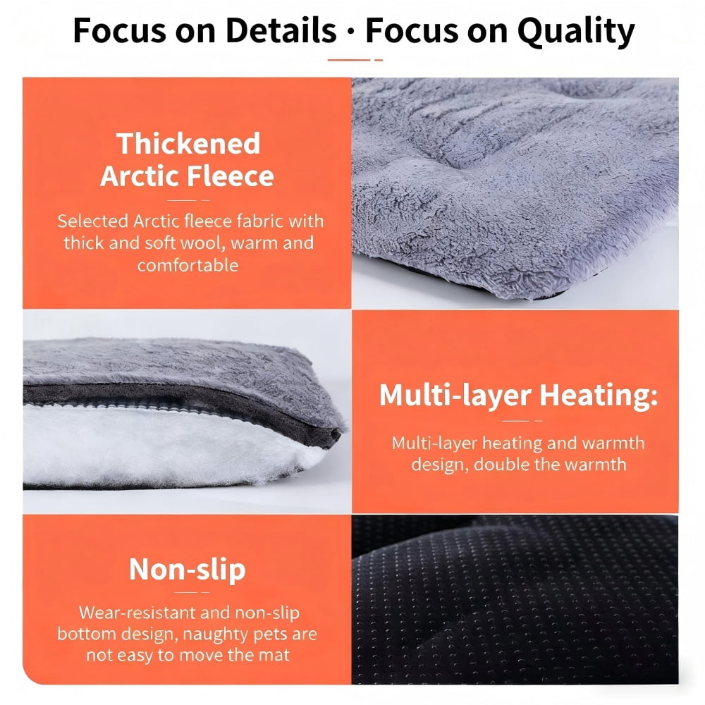 Dog Bed & Kennel Pad for Large Dogs, Arctic Fleece & Machine Washable Cover with Non-Slip Bottom, for All-Season Indoor Use, Size XL 45.3"x28.4"x2.4"
