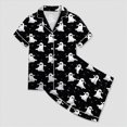 thumbnail image 5 of TOWED22 Halloween Pajamas Girl Silk Pajamas Button Up Shirt and Shorts Satin Pajama Set 2 Piece Loungewear Sleepwear Outfit Sets for 2-13 Years(Black,4-5 Y), 5 of 5