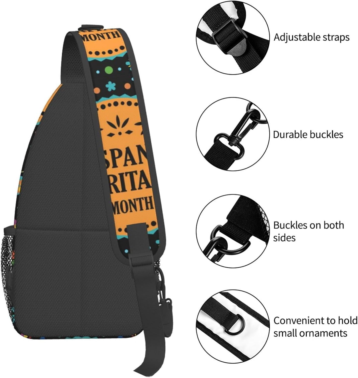 Mes Nacional De La Herencia Hispana Hispanic Heritage Month Sling Bag Crossbody Hiking Travel Chest Bags Backpack Shoulder Daypack for Women Men