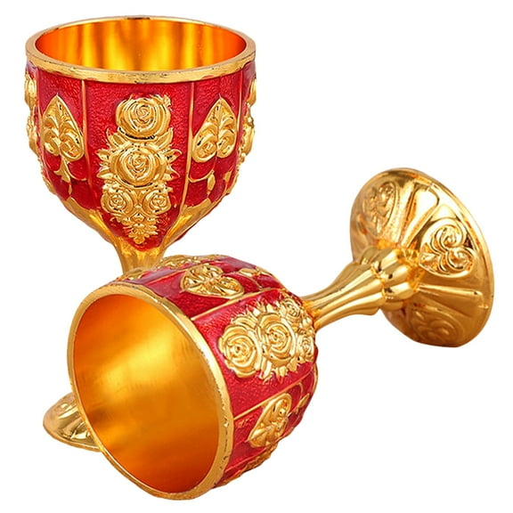 GAXIRE 2Pcs Red Stemmed Cups For Tea Vintage Drinking Goblets Home Use