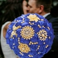 thumbnail image 6 of Bridal Wedding Bouquet Gold Rhinestone Brooch Bouquet for Bride Bridesmaid Quinceanera Satin Rose Artificial Flower Bouquet Wedding Ceremony Bridal Party Bouquet, 6 of 6