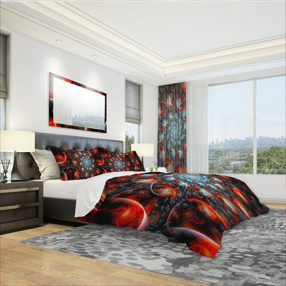 Designart 'Break Out Blue and Red' Modern & Contemporary Duvet Cover Set