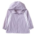 thumbnail image 4 of Kids Zip-Up Hoodie Jackets Girls Boys UPF 50+ Sun Protection Jacket Lightweight Color Block Hooded Coat Trendy Outwear with Pockets Purple 9-10 Years, 4 of 5