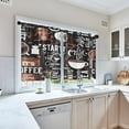 thumbnail image 5 of Kitchen Curtains Coffee Window Curtains and Valances Set 36 Inch, Brown Black Cute Short Tier Curtain for Kitchen, White Cartoon Cute Doodle Small Kitchen Decor, 5 of 6
