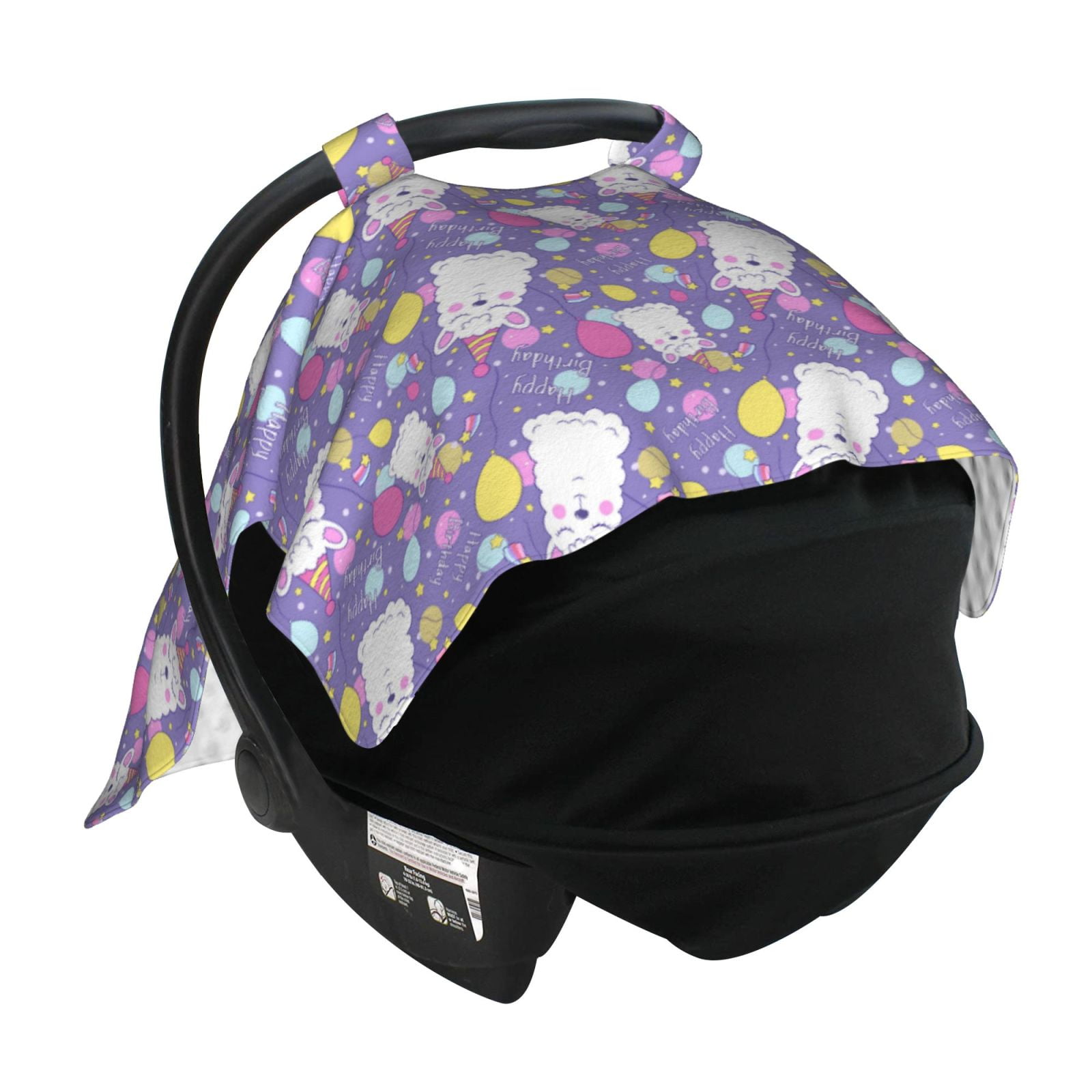 Car Seat Cover Baby - Happy Birthday Alpaca Balloon Breathable Infant Car Seat Cover for Baby Carseat, Lightweight Comfort Baby Essentials Must Haves Newborn Stuff for Girl Boy