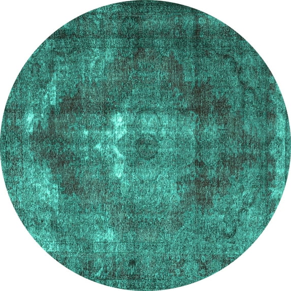 Ahgly Company Machine Washable Indoor Round Persian Turquoise Blue Traditional Area Rugs, 8' Round