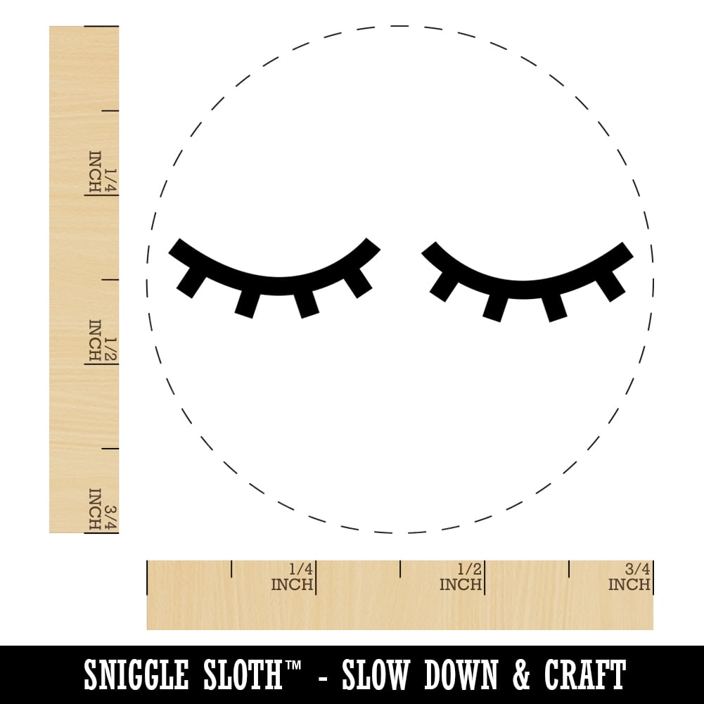 Closed Eyes Sleeping Eyelashes Pair Self-Inking Rubber Stamp Ink Stamper - Blue Ink - Small 3/4 Inch