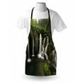 thumbnail image 3 of Waterfall Apron Circled Waterfalls in Crotia Europe with a Rustic Wood Cute Bridge aside, Unisex Kitchen Bib Apron with Adjustable Neck for Cooking Baking Gardening, Green and Brown, by Ambesonne, 3 of 3