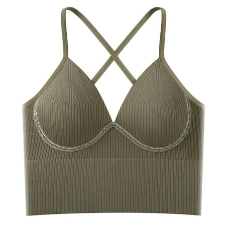 

MPWEGNP Women Solid Color Sling Internal Bra With Chest Pad One Summer Beauty Back Bra