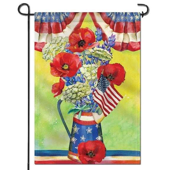 Anley Summer Flowers Patriotic USA American Garden Flags Double Sided 18 x 12.5 Inch
