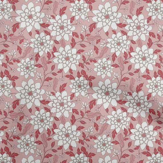 oneOone Georgette Viscose Light Pink Fabric Floral Retro Sewing Material Print Fabric By The Yard 42 Inch Wide