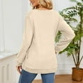 thumbnail image 4 of Scyoekwg Women Long Sleeve Tops Crewneck Pleated Tops Dressy Casual Blouses Solid Color Fall Clothes Fashion Vintage Loose Tops(Beige,M), 4 of 4