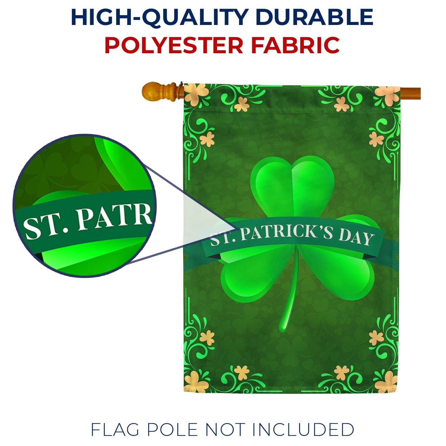 America Forever Happy St Patrick's Day Shamrock House Flag Lucky Clover Shamrock 28 x 40 Inch Luck of the Irish Double Sided Outdoor Yard St Patricks Day Decorations