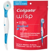 Colgate Max Fresh Wisp Disposable Mini Travel Toothbrushes, Peppermint - 24 Count