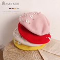 thumbnail image 2 of Boina de lana con cinta de flores para niñas, gorros cálidos de invierno, a la moda, para la escuela, 2 of 4