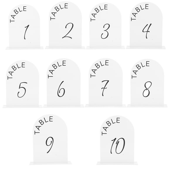 CIMAXIC Wedding 10Pcs Acrylic Table Numbers for Wedding Party Event Arch Table Sign with Base 1-10 Table Numbers for Wedding Reception Table Centerpiece Decoration White,5.59"X4.72"X1.18"