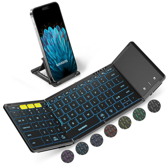 Teclado Bluetooth Samsers plegable con panel táctil negro